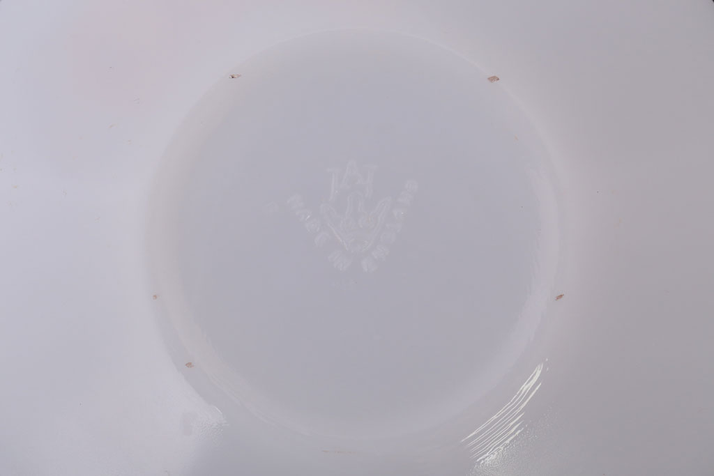 アンティーク雑貨　イギリスビンテージ　JAJ　パイレックス　Sunflower(サンフラワー)シリーズ　ミルクガラスのカップ&ソーサー&プレート(トリオ)2客セット(洋食器)