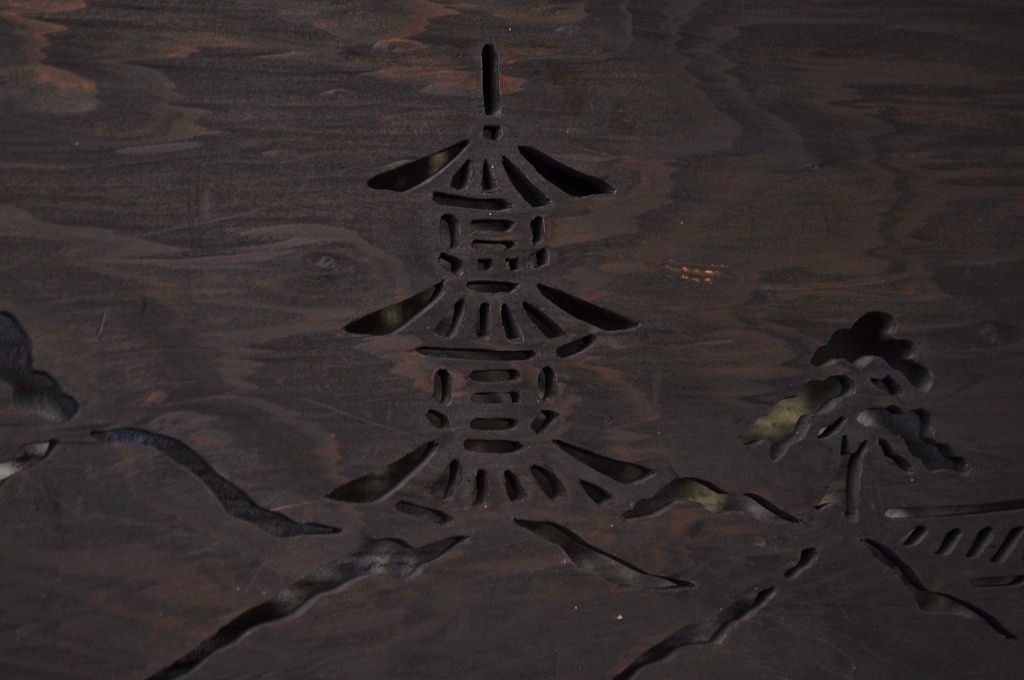 古民具　旧家の透かし彫り欄間2枚セット