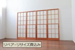 アンティーク建具　大正ロマン　ノスタルジックな雰囲気溢れるガラス戸2枚セット(引き戸)(R-072524)