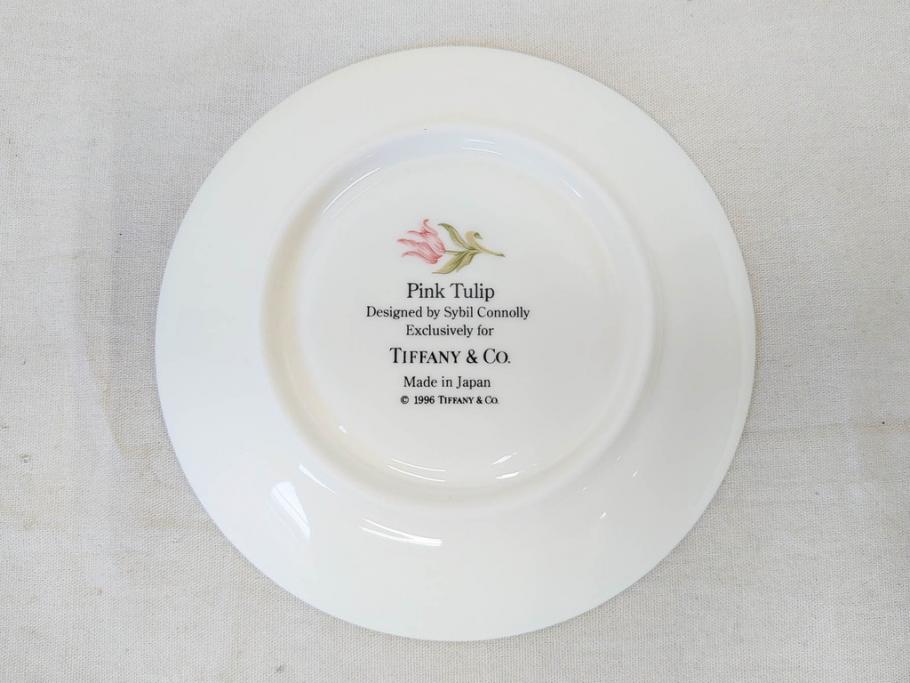 Tiffany&Co.(ティファニー)　Pink Tulip(ピンクチューリップ)　Sybil Connolly　食卓に彩を与えてくれるデミタスカップ&ソーサー6客セット(C&S、Made in Japan、陶器、花柄、説明書付き、洋食器)(R-078350)