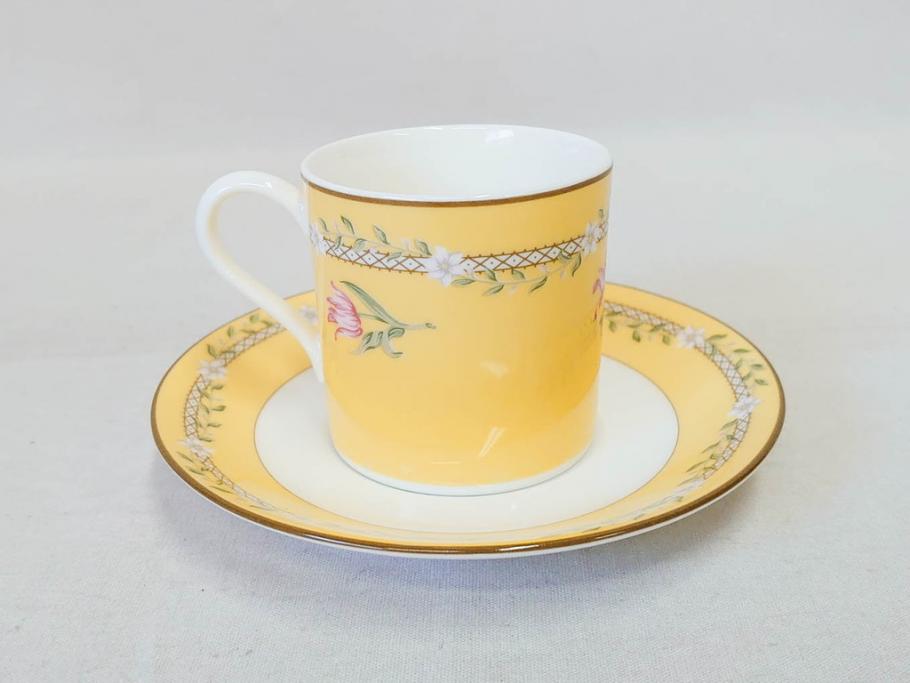 Tiffany&Co.(ティファニー)　Pink Tulip(ピンクチューリップ)　Sybil Connolly　食卓に彩を与えてくれるデミタスカップ&ソーサー6客セット(C&S、Made in Japan、陶器、花柄、説明書付き、洋食器)(R-078350)