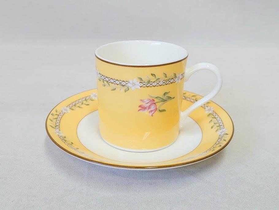 Tiffany&Co.(ティファニー)　Pink Tulip(ピンクチューリップ)　Sybil Connolly　食卓に彩を与えてくれるデミタスカップ&ソーサー6客セット(C&S、Made in Japan、陶器、花柄、説明書付き、洋食器)(R-078350)