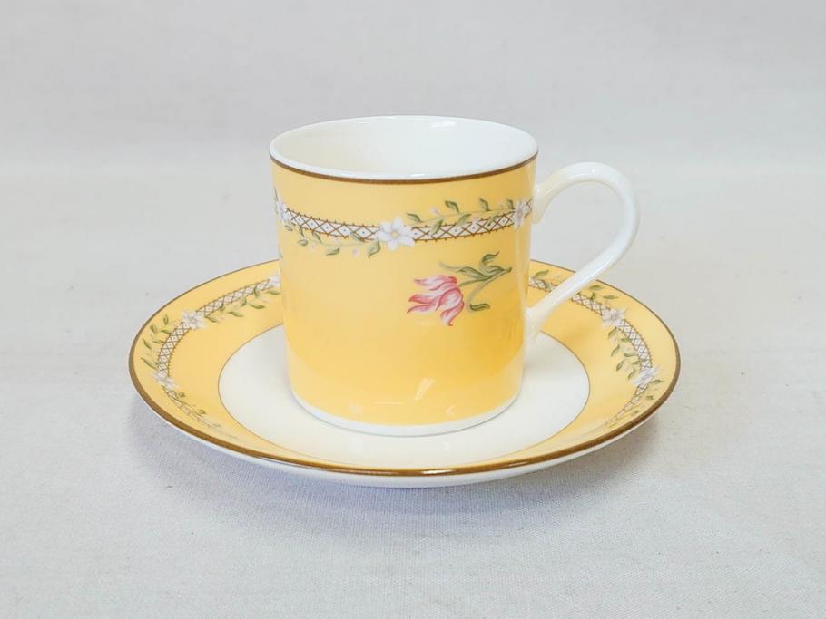 Tiffany&Co.(ティファニー)　Pink Tulip(ピンクチューリップ)　Sybil Connolly　食卓に彩を与えてくれるデミタスカップ&ソーサー6客セット(C&S、Made in Japan、陶器、花柄、説明書付き、洋食器)(R-078350)