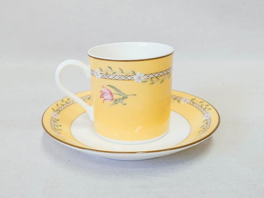 Tiffany&Co.(ティファニー)　Pink Tulip(ピンクチューリップ)　Sybil Connolly　食卓に彩を与えてくれるデミタスカップ&ソーサー6客セット(C&S、Made in Japan、陶器、花柄、説明書付き、洋食器)(R-078350)