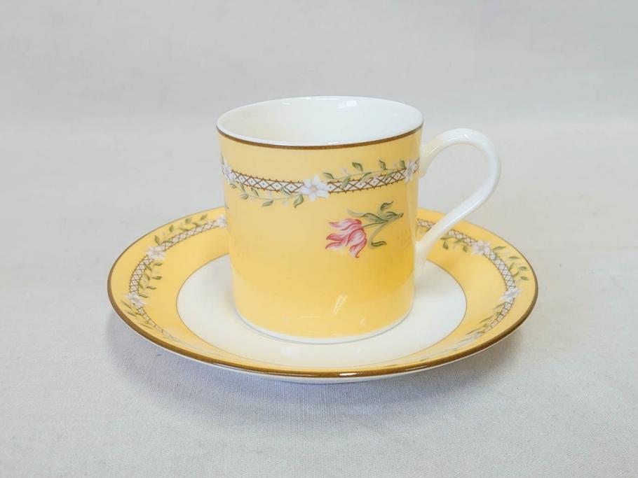 Tiffany&Co.(ティファニー)　Pink Tulip(ピンクチューリップ)　Sybil Connolly　食卓に彩を与えてくれるデミタスカップ&ソーサー6客セット(C&S、Made in Japan、陶器、花柄、説明書付き、洋食器)(R-078350)