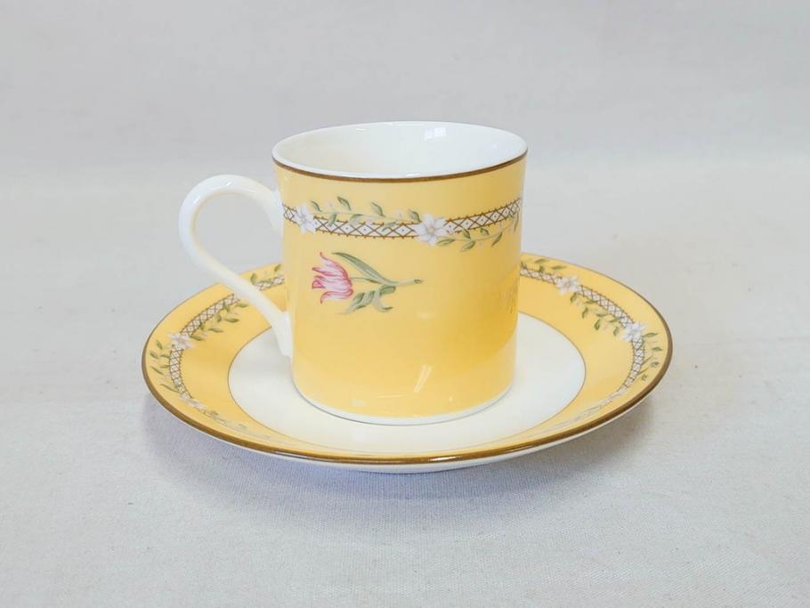 Tiffany&Co.(ティファニー)　Pink Tulip(ピンクチューリップ)　Sybil Connolly　食卓に彩を与えてくれるデミタスカップ&ソーサー6客セット(C&S、Made in Japan、陶器、花柄、説明書付き、洋食器)(R-078350)