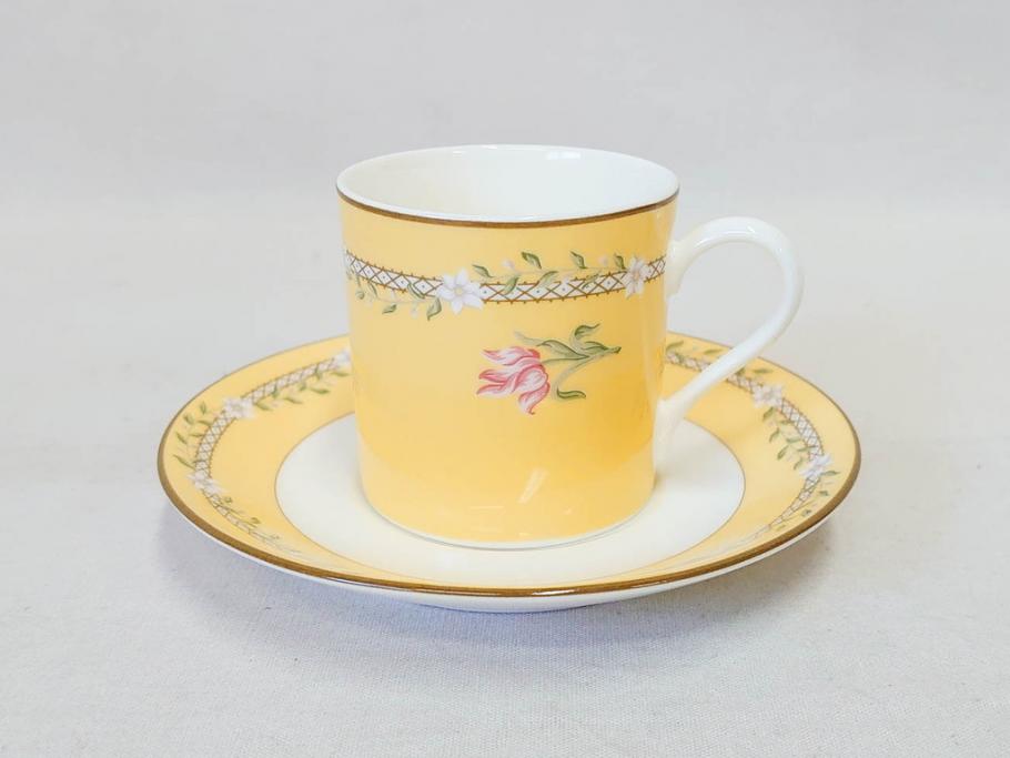 Tiffany&Co.(ティファニー)　Pink Tulip(ピンクチューリップ)　Sybil Connolly　食卓に彩を与えてくれるデミタスカップ&ソーサー6客セット(C&S、Made in Japan、陶器、花柄、説明書付き、洋食器)(R-078350)