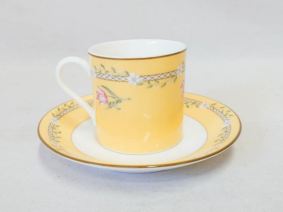 Tiffany&Co.(ティファニー)　Pink Tulip(ピンクチューリップ)　Sybil Connolly　食卓に彩を与えてくれるデミタスカップ&ソーサー6客セット(C&S、Made in Japan、陶器、花柄、説明書付き、洋食器)(R-078350)