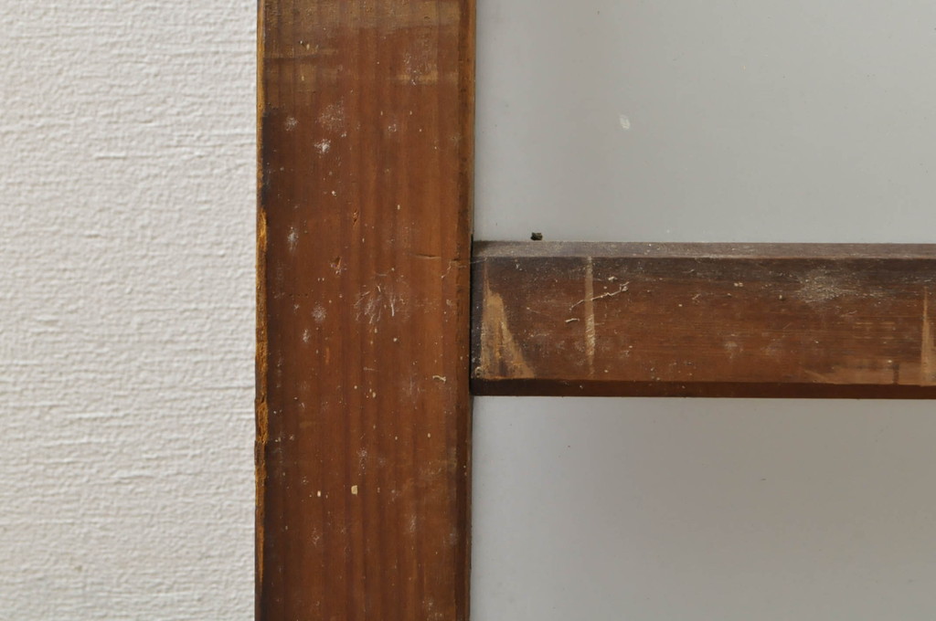 アンティーク建具　古い木味が魅力的なガラス窓2枚セット(引き戸、ガラス戸)(R-076341)