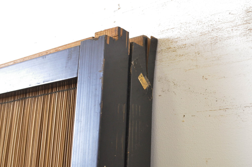 アンティーク建具　純和風の空間作りにおすすめの幅狭夏戸2枚セット(引き戸、簾戸、簀戸、葭戸、夏障子、御簾戸、葦戸)(R-064288)