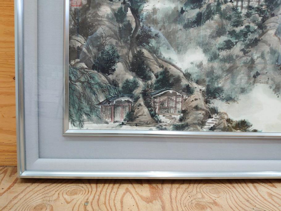 真作　中国　傅益瑶　15号　水墨画(墨絵、布引観音、風景画、女流画家、額装)(R-078410)