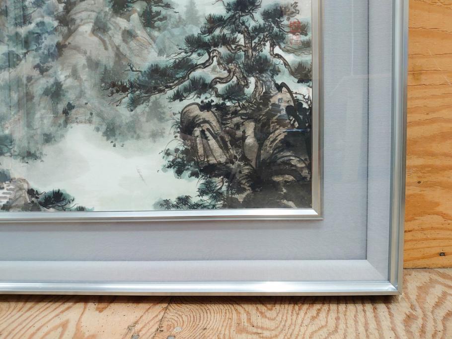 真作　中国　傅益瑶　15号　水墨画(墨絵、布引観音、風景画、女流画家、額装)(R-078410)