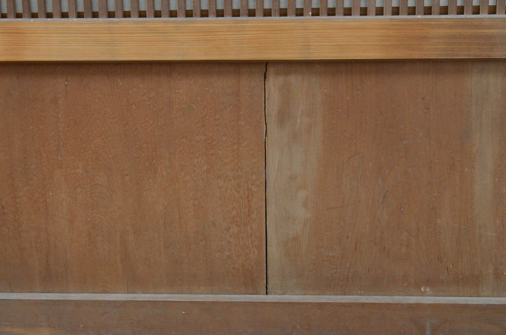 アンティーク建具　上品な佇まいが魅力の裏障子付き格子戸4枚セット(引き戸、障子戸、ガラス帯戸)(R-070927)