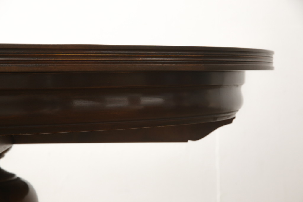 中古　美品　バロッサバレンティ(VARO,S.A. VALENTI)　重厚感のある佇まいが目を引くダイニングテーブル(定価約90万円)(エクステンションテーブル、ラウンドテーブル)(R-052469)