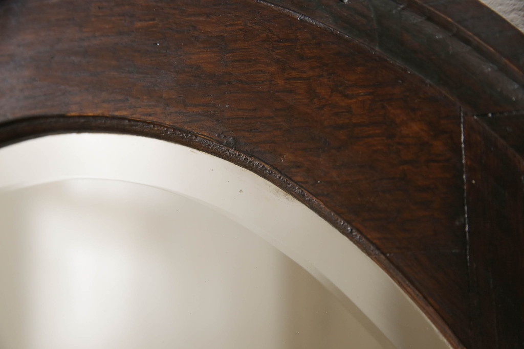 イギリスアンティーク　オーク材　品のある装飾が魅力的なミラーバックサイドボード(キャビネット、収納棚、鏡)(R-061031)