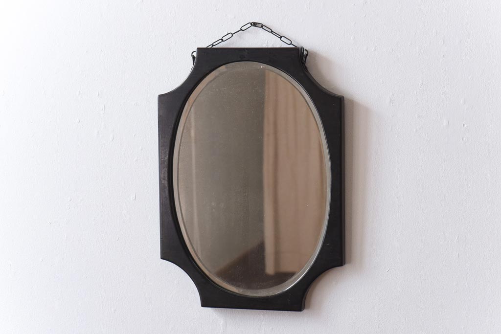アンティーク雑貨　イギリスヴィンテージ　モダンデザインが個性的な壁掛け鏡(ミラー、ビンテージ)