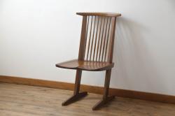 アメリカビンテージ　レア　ジョージナカシマ　刻印なしの年代もの!!　小田急ハルク購入　コノイドチェア(CONOID CHAIR)　CN101　スタイリッシュな佇まいのサイドチェア(板座チェア、ダイニングチェア、椅子、イス)(R-068123)