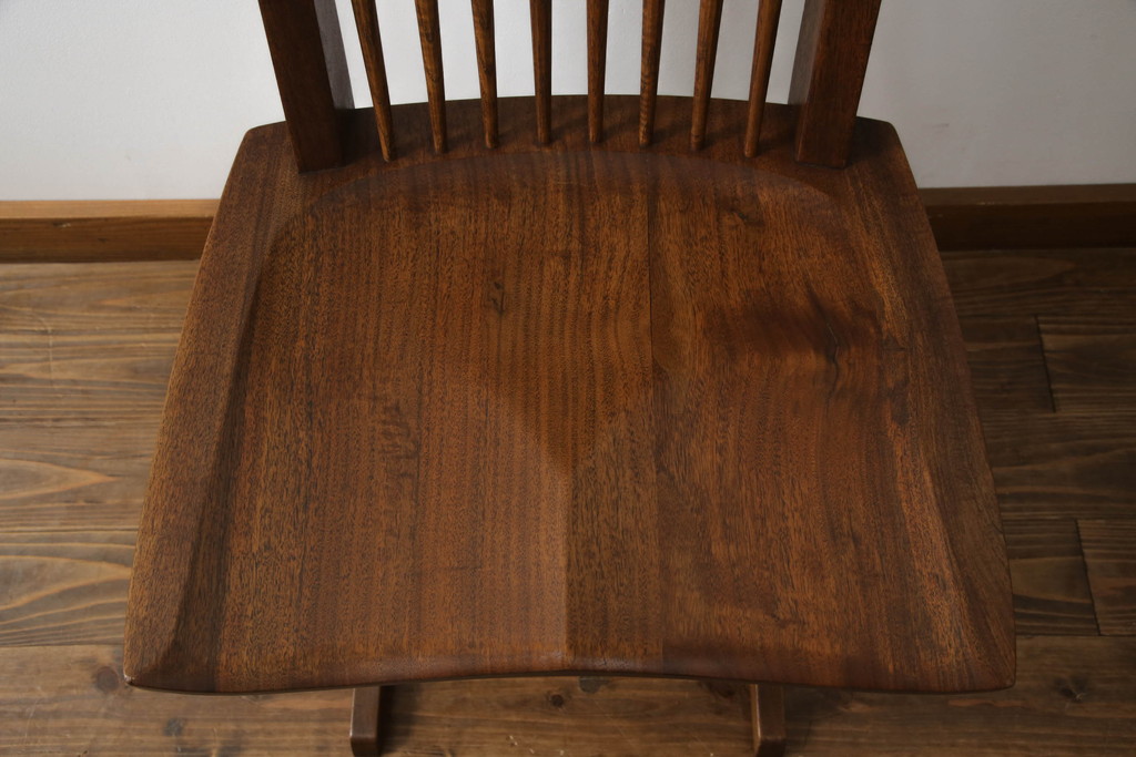 アメリカビンテージ　レア　ジョージナカシマ　刻印なしの年代もの!!　小田急ハルク購入　コノイドチェア(CONOID CHAIR)　CN101　スタイリッシュな佇まいのサイドチェア(ジョージ・ナカシマ、板座チェア、ダイニングチェア、椅子、イス)(R-068123)