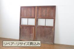 ビンテージ建具　和製ビンテージ　昭和後期　上品な和の雰囲気を高める御簾戸2枚セット(簾戸、簀戸、葭戸、夏障子、夏戸、葦戸)(R-044162)