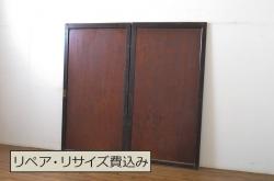 アンティーク建具　杉材　金具がアクセントの和の趣溢れる蔵戸1枚(引き戸、玄関戸)(R-071951)