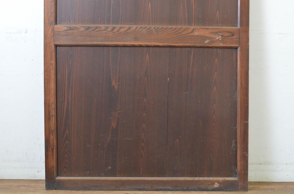 アンティーク建具　枠欅(ケヤキ)材　趣のある和空間におすすめの幅広帯戸1枚(板戸、引き戸)(R-064125)