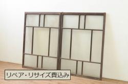 海外アンティーク　オーク材　特大!!繊細なデザインのアイアンフェンス入りの背の高い両開きドア1対2枚セット(建具、木製扉)(R-068245)