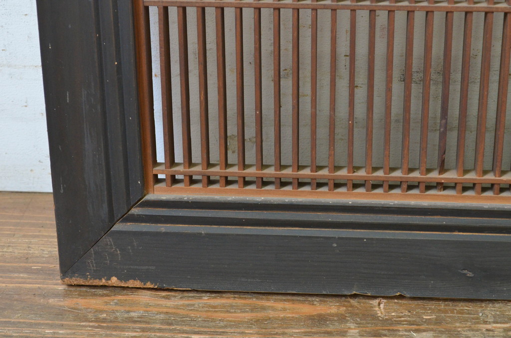 アンティーク建具 整然と並んだ格子が美しい大振りな筬欄間2枚