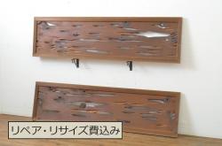 アンティーク建具　総欅(ケヤキ)材　上質な和の雰囲気を高める桟の細かい格子蔵戸1枚(引き戸、格子戸、玄関戸)(R-068918)