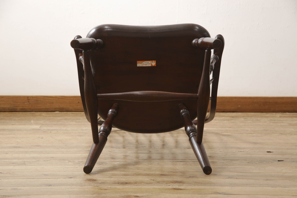 中古　美品　松本民芸家具　ウィンザーチェア　曲木　すっきりとしたデザインが魅力のアーチバックアームチェア(板座チェア、ダイニングチェア、ウインザーチェア)(定価約19万円)(R-058331)
