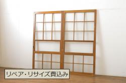 【セミオーダー家具実例】ステンドグラス戸に高品質リペアを施しました。色味は当店商品を参考に、アンティークホワイトでペイントして仕上げました。(ガラス戸、窓、建具)