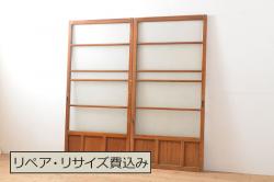 アンティーク建具　シンプルで取り入れやすい大判ガラスのドア1枚(扉、木製ドア、ガラス戸)(R-064942)