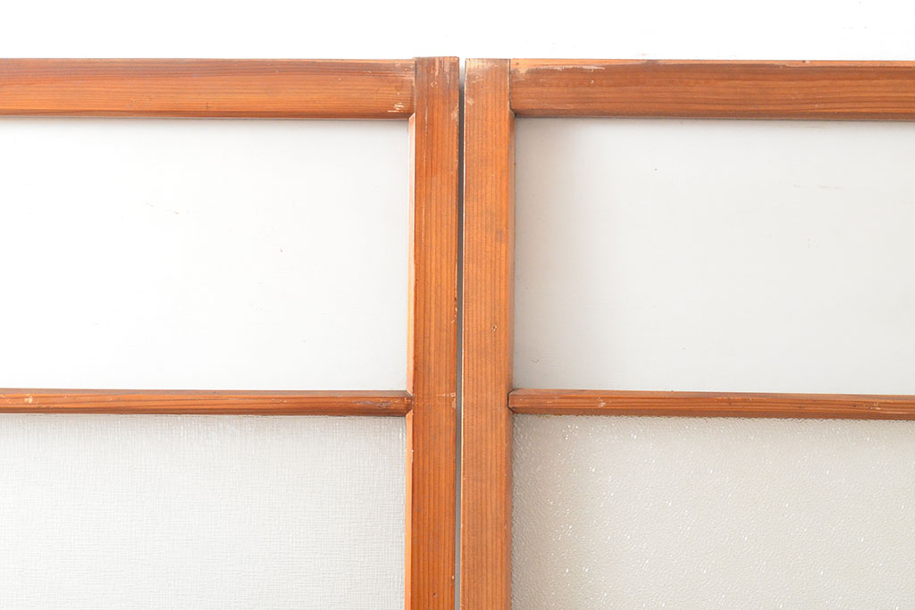 アンティーク建具　ナチュラルな雰囲気が魅力的なガラス戸2枚(引き戸、建具)(R-054014)