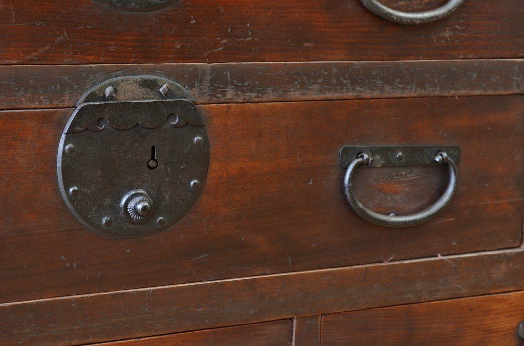極上美品!シックな二段重ね時代箪笥帳場箪笥