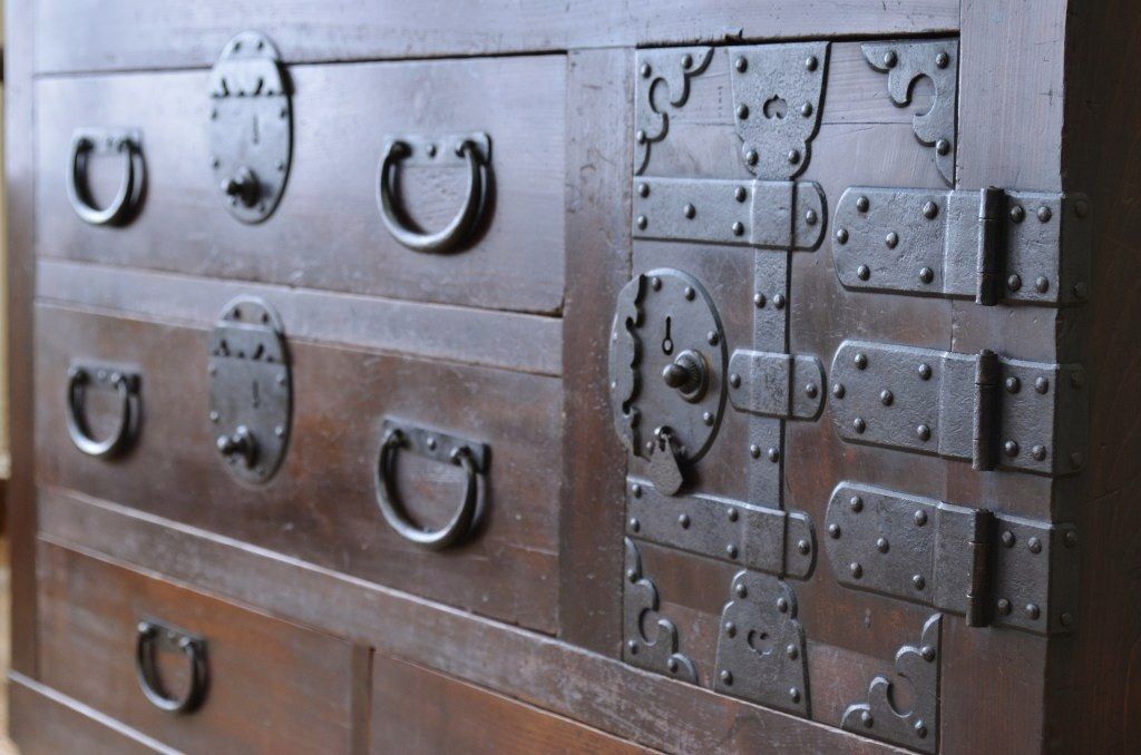 極上美品!シックな二段重ね時代箪笥帳場箪笥