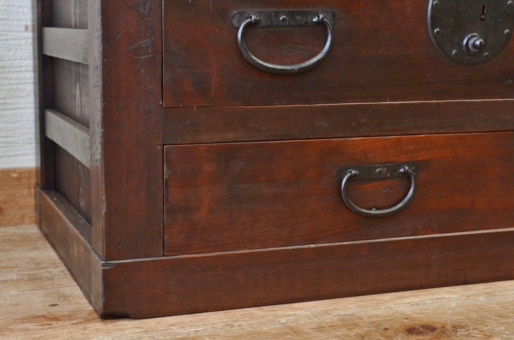 極上美品!シックな二段重ね時代箪笥帳場箪笥