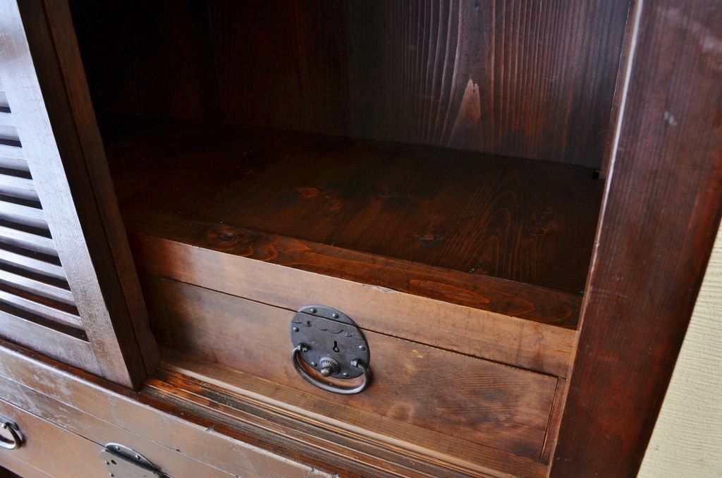 極上美品!シックな二段重ね時代箪笥帳場箪笥