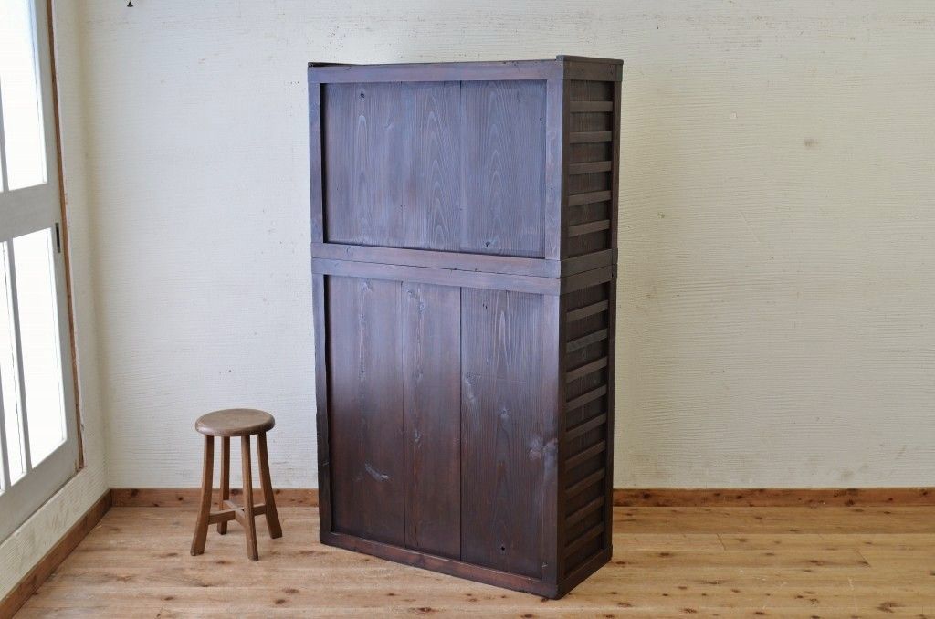 極上美品!シックな二段重ね時代箪笥帳場箪笥