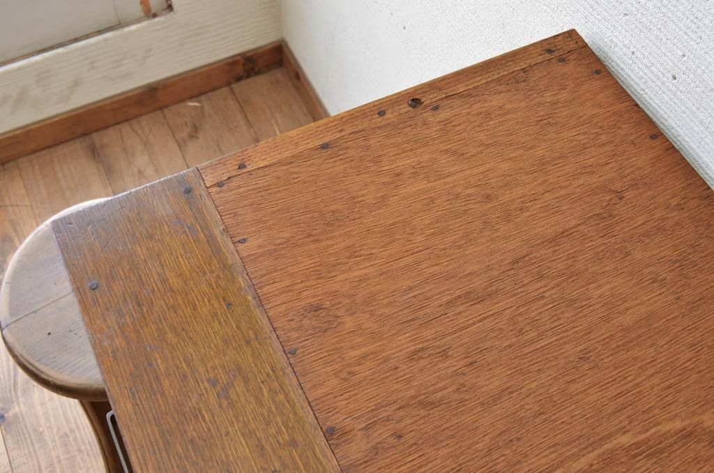 アンティーク家具　☆アンティークモールガラス二段重ね食器棚(収納棚)