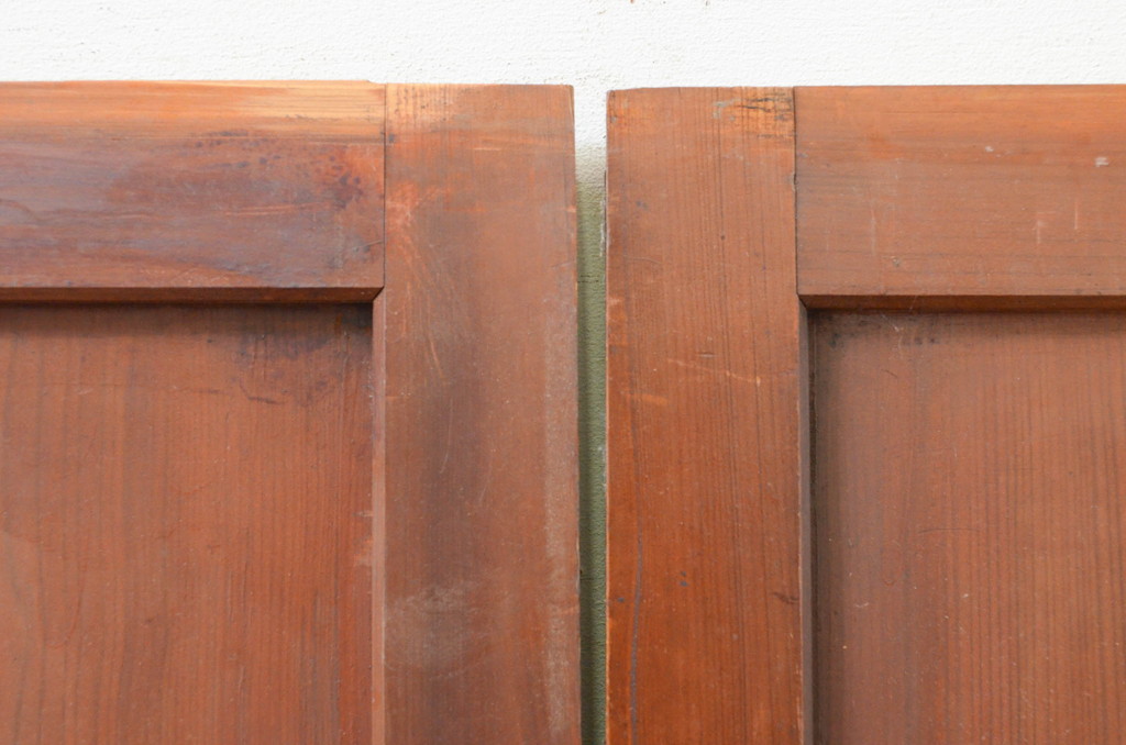 アンティーク建具　どこか懐かしい雰囲気漂う板戸窓2枚セット(引き戸)(R-069641)