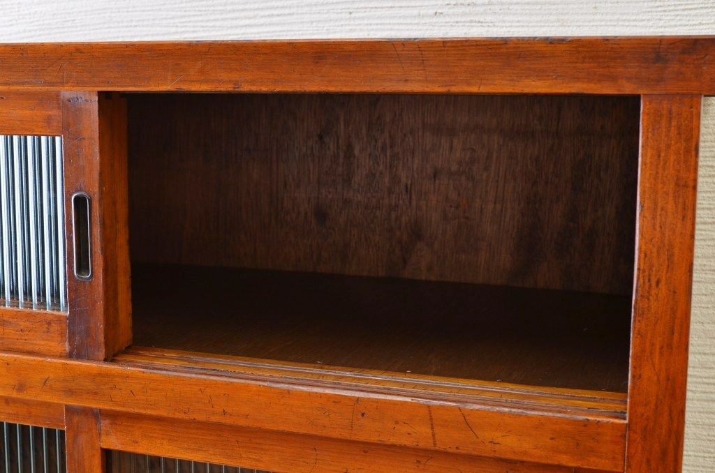 アンティーク家具　アンティークモールガラス引き出し付き収納棚(食器棚)