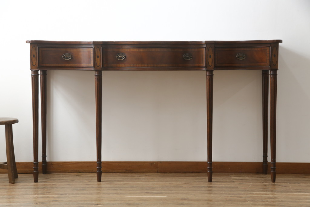 中古　美品　ドレクセル　DREXEL HERITAGE(ドレクセルヘリテイジ)　洗練された上品なデザインが魅力のコンソールテーブル(平机、引き出、サイドテーブル)(R-075680)