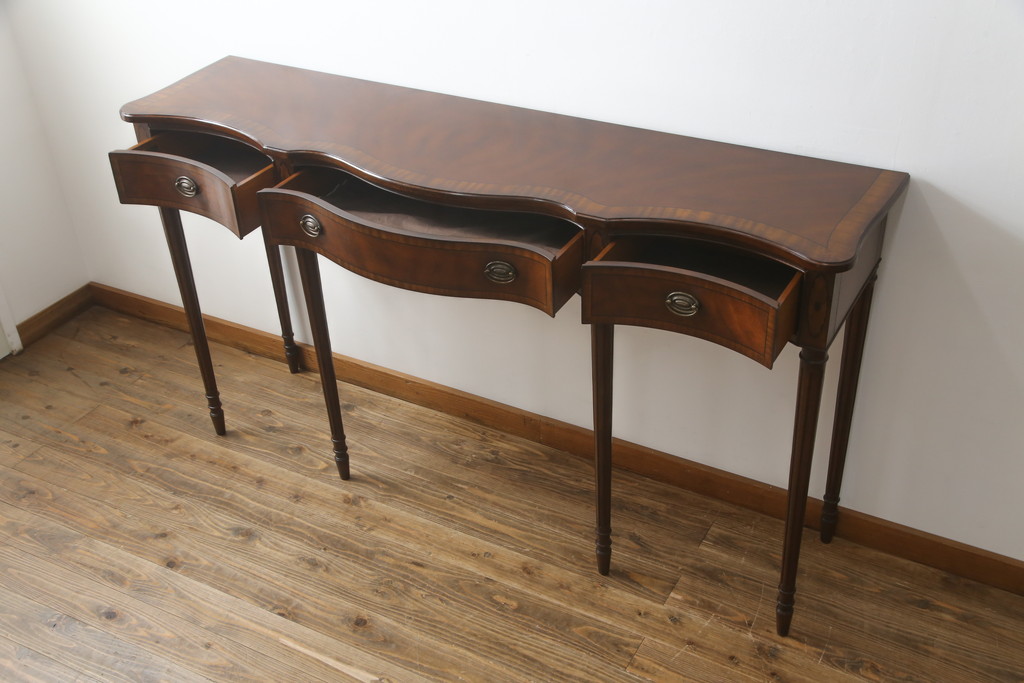 中古　美品　ドレクセル　DREXEL HERITAGE(ドレクセルヘリテイジ)　洗練された上品なデザインが魅力のコンソールテーブル(平机、引き出、サイドテーブル)(R-075680)