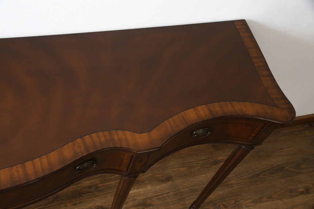 中古　美品　ドレクセル　DREXEL HERITAGE(ドレクセルヘリテイジ)　洗練された上品なデザインが魅力のコンソールテーブル(平机、引き出、サイドテーブル)(R-075680)