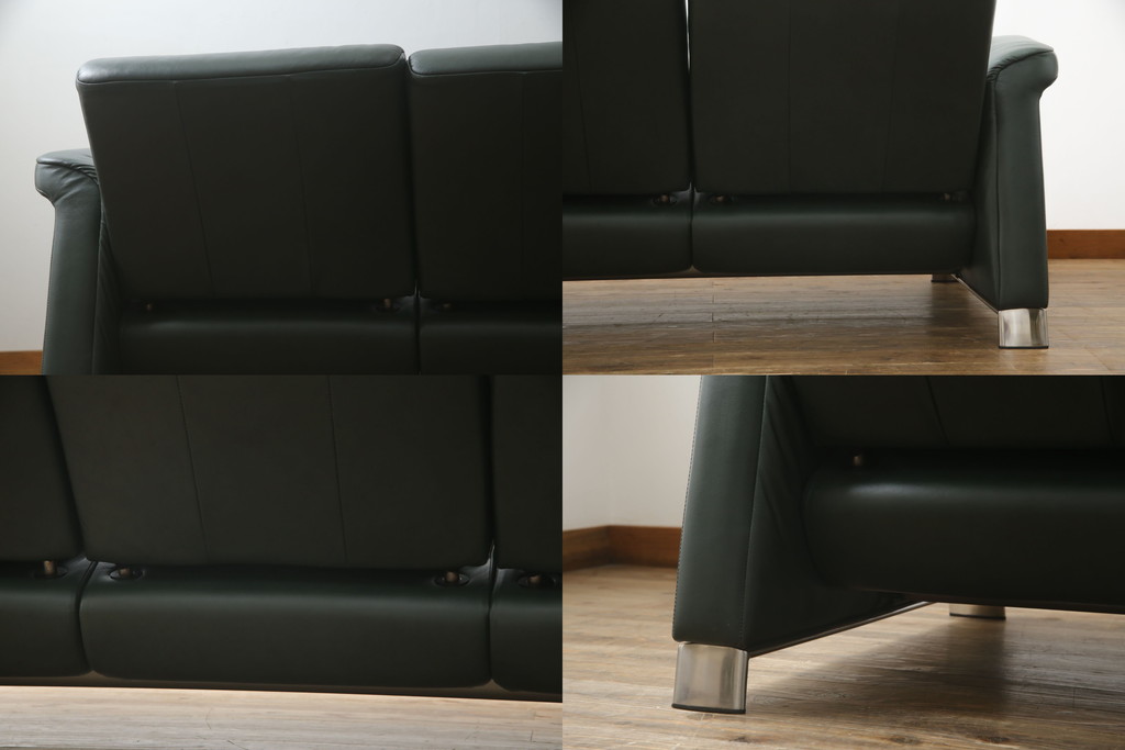 中古　ノルウェー製　ほぼ未使用の極美品!!　EKORNES(エコーネス)　ストレスレス(Stressless)　メトロポリタン　大人の贅沢なくつろぎ空間を演出する三人掛けソファ(アームソファ、3人掛け、3P、トリプルソファ、ロッキング機能、北欧)(定価約55万円)(R-066508)