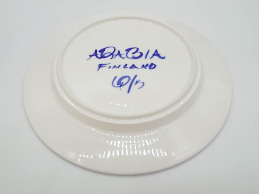 ARABIA FINLAND　Valencia(バレンシア)　Ulla Procope(ウラ・プロコッペ)　約25cm　一つ一つ丁寧に絵付けされた意匠が美しいプレート5枚セット(アラビア、フィンランド、北欧食器、洋食器、皿)(R-078416)