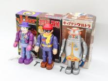 ビリケン商会　キャプテンウルトラ MECHANICALハック　まぼろし探偵　THE JOKER(ジョーカー)　ブリキのおもちゃ3点セット(東映、桑田次郎、TM&DC Comics、ゼンマイ歩行、フィギュア、人形、玩具、特撮、外箱付き、日本製)(R-078469)