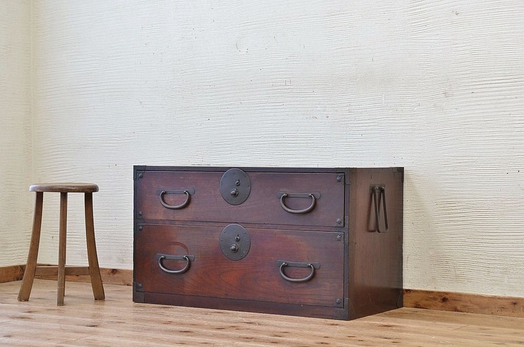 アンティーク家具　前面欅!アンティーク時代箪笥ローボード1