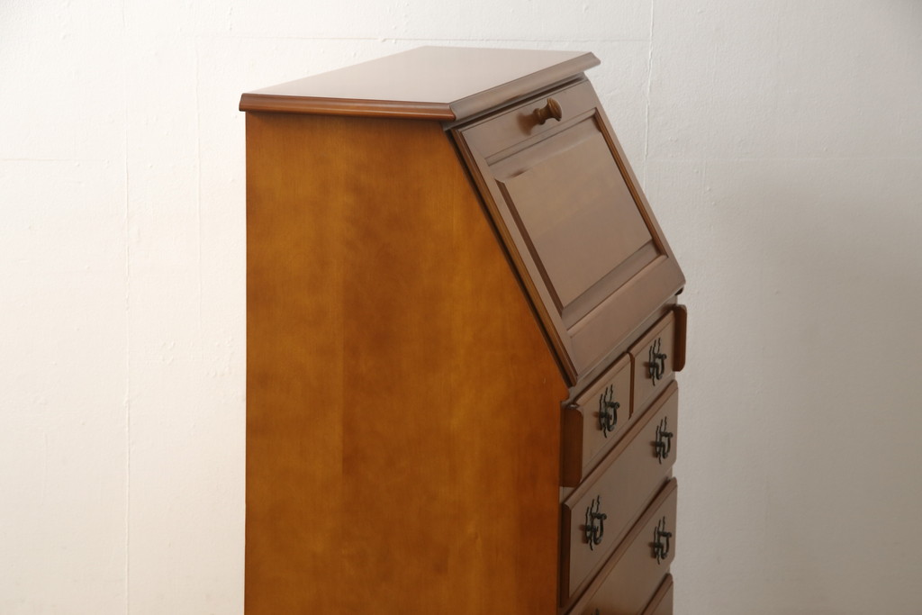 中古　横浜クラシック家具　ダニエル(Daniel)　アーリーアメリカン　気品漂うライティングビューロー(ワークデスク、机、在宅ワーク、在宅用チェスト)(R-051279)