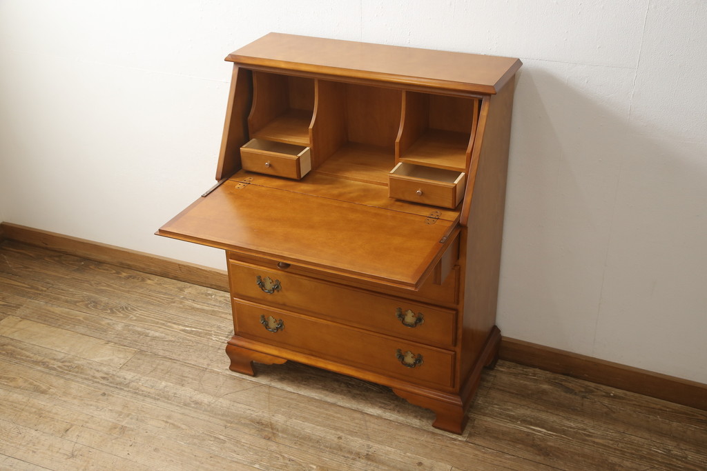 中古　横浜クラシック家具　ダニエル(Daniel)　アーリーアメリカン　気品漂うライティングビューロー(ワークデスク、机、在宅ワーク、在宅用チェスト)(R-051279)