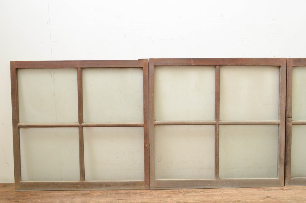 アンティーク建具　レトロな空間作りにおすすめなガラス窓4枚セット(引き戸、ガラス戸)(R-069643)